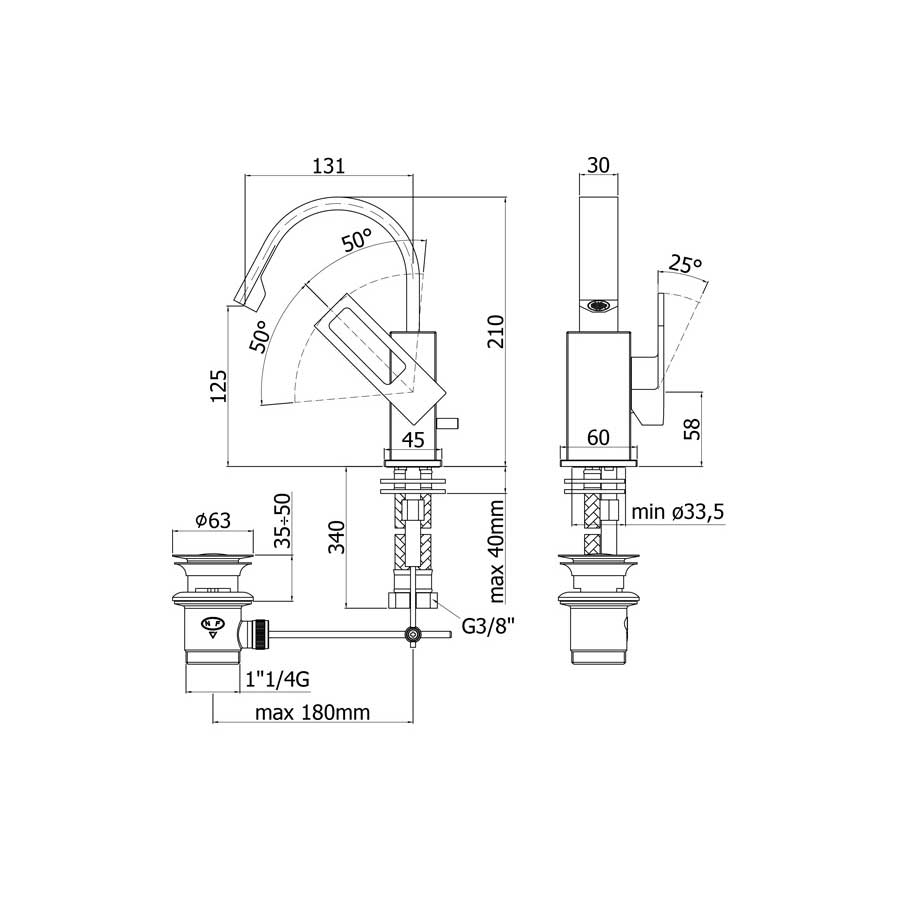  Miscelatore bidet Paffoni Effe con canna orientabile e scarico by CeramicStore | Lo specialista del tuo bagno
