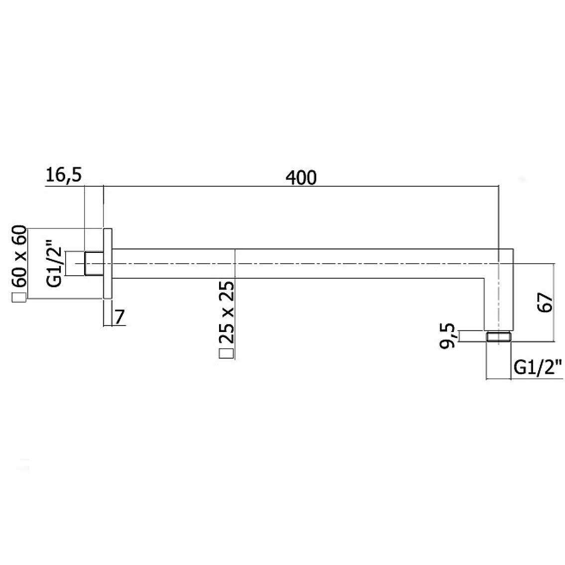  Braccio doccia quadrato da 40 cm Paffoni Level ottone cromo lucido by CeramicStore | Lo specialista del tuo bagno