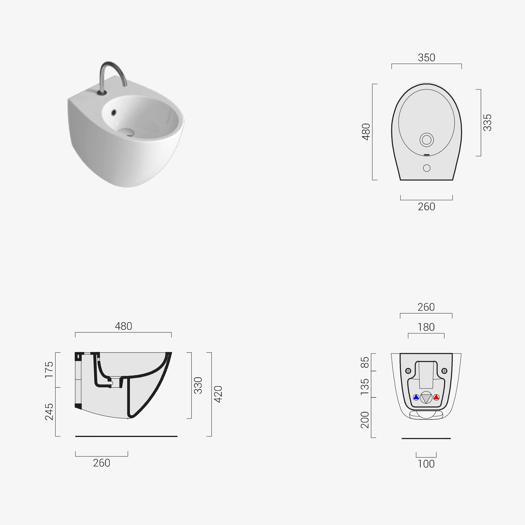  Sanitari sospesi moderni Domus Falerii Mascalzone profondità 48 cm  con sedile normal close