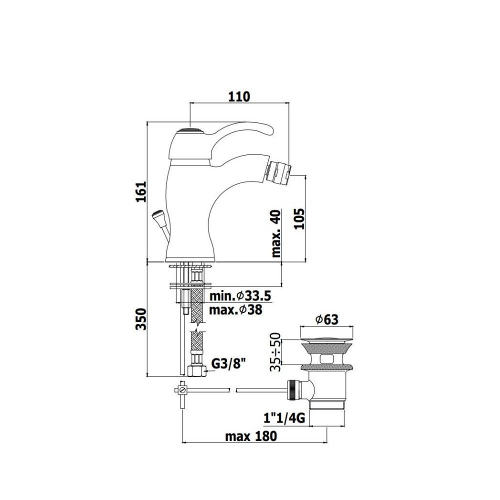  Miscelatore bidet con scarico serie Flavia modello FA135CO colore cromo-oro Paffoni by CeramicStore | Lo specialista del tuo bagno