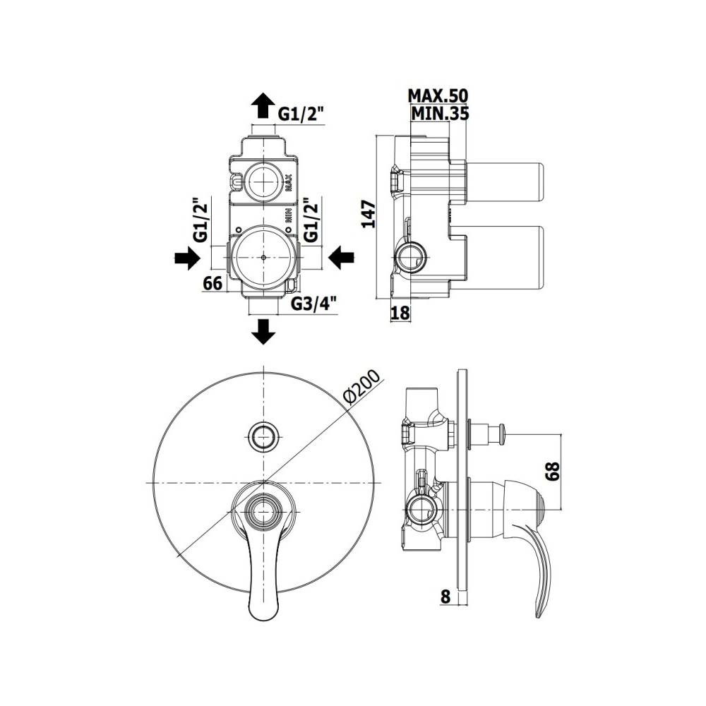  Miscelatore doccia con deviatore serie Flavia modello FA015CR cromato Paffoni by CeramicStore | Lo specialista del tuo bagno