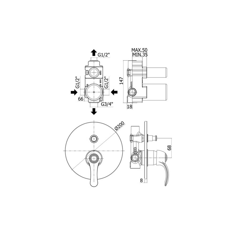  Miscelatore doccia con deviatore serie Flavia modello FA015BR colore bronzo Paffoni by CeramicStore | Lo specialista del tuo bagno