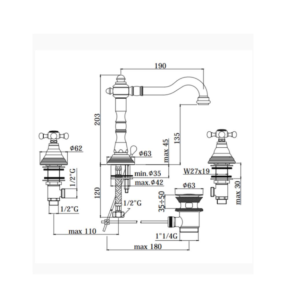  Batteria lavabo serie Belinda modello FBLV055BR colore bronzo Paffoni by CeramicStore | Lo specialista del tuo bagno