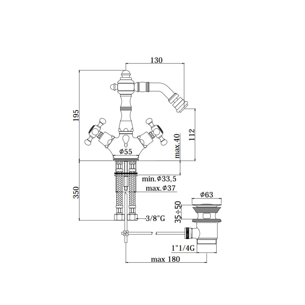  Gruppo monoforo bidet serie Belinda modello FBLV135CO cromato oro Paffoni by CeramicStore | Lo specialista del tuo bagno