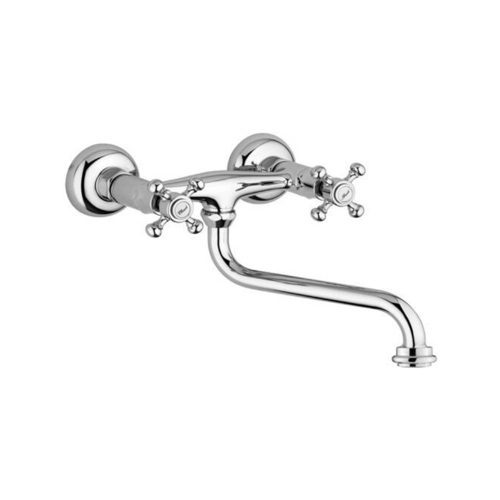 Gruppo lavello a muro con canna ad "S" orientabile serie Belinda modello FBLV161CR cromato Paffoni by CeramicStore | Lo specialista del tuo bagno