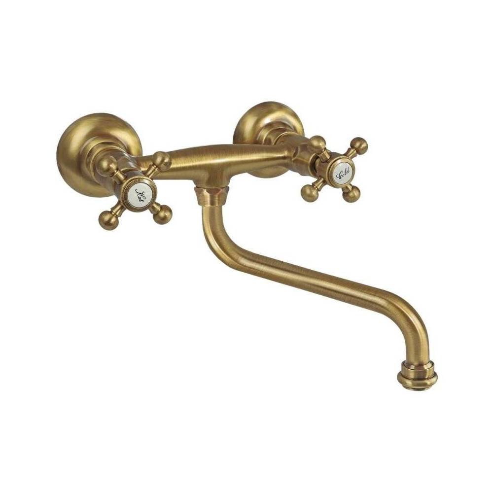 Gruppo lavello a muro con canna ad "S" orientabile serie Belinda modello FBLV161BR bronzo Paffoni by CeramicStore | Lo specialista del tuo bagno