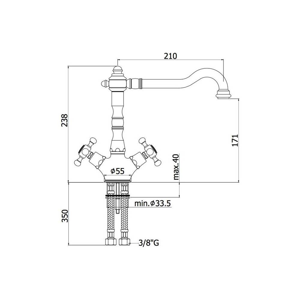  Gruppo monoforo lavello serie Belinda modello FBLV180BR bronzo Paffoni by CeramicStore | Lo specialista del tuo bagno