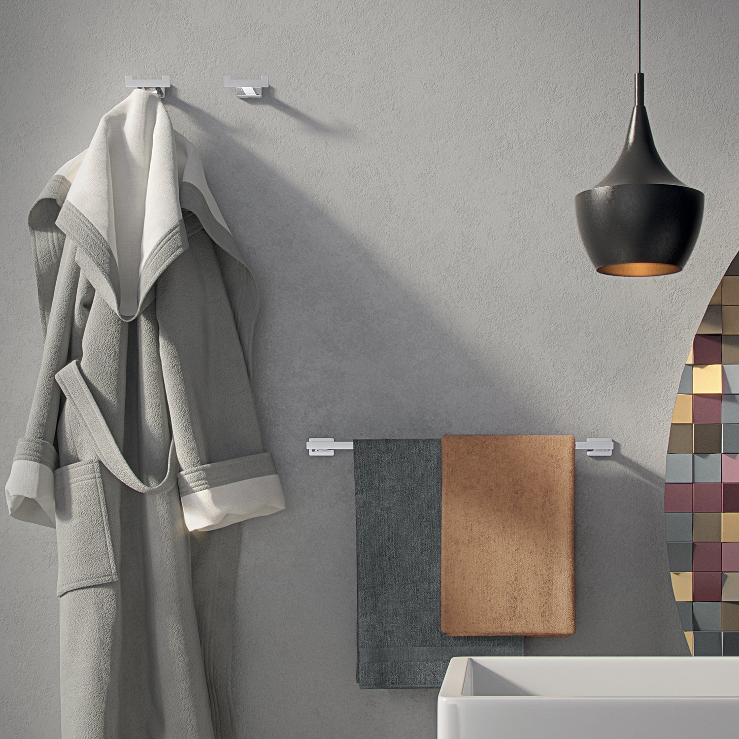  Portasalviette a parete Gedy modello Atena da 60 cm - Cromato by CeramicStore | Lo specialista del tuo bagno