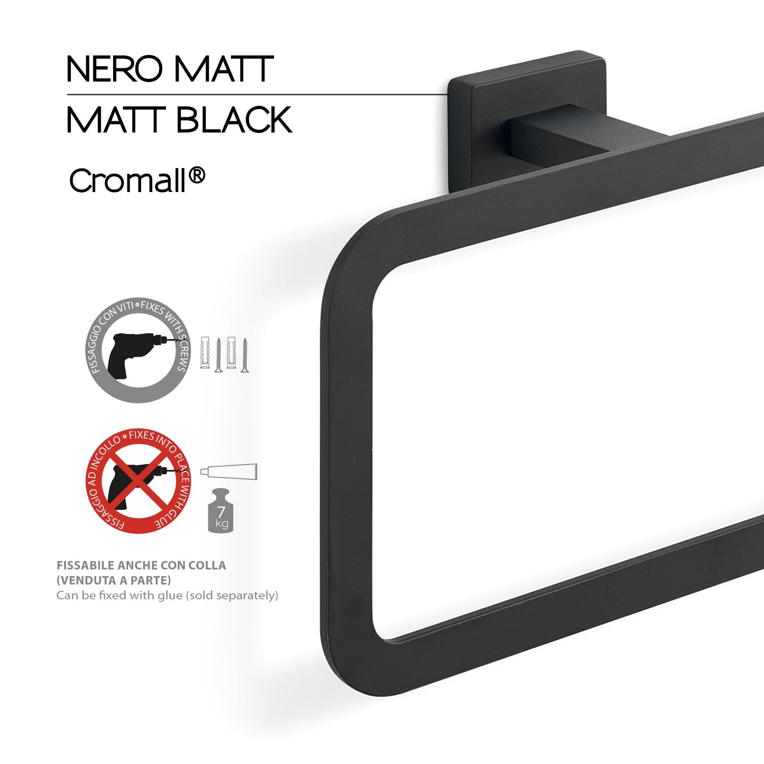  Portasalviette ad anello in Acciaio Inox Gedy modello Atena - Nero Matt by CeramicStore | Lo specialista del tuo bagno