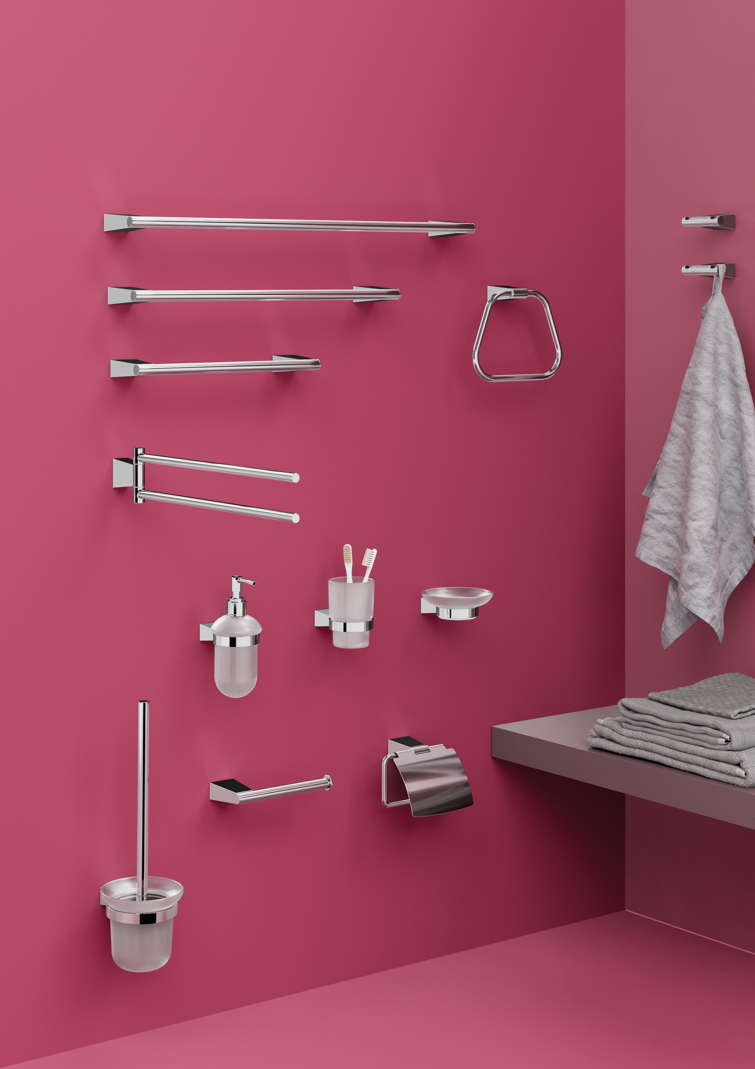  Porta asciugamani a parete in Acciaio Inox Gedy serie Tonale 45 cm - Cromato by CeramicStore | Lo specialista del tuo bagno