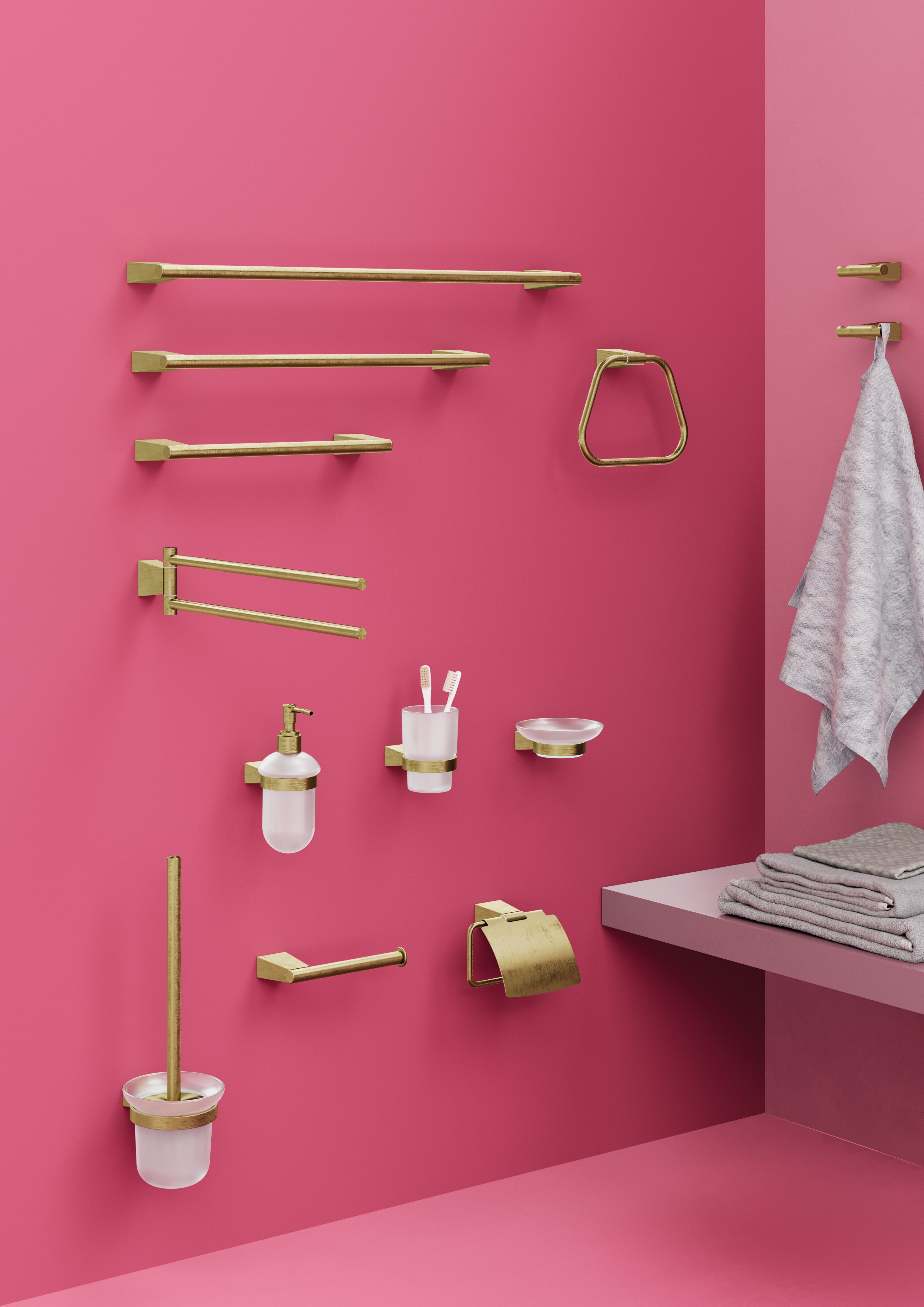  Porta asciugamani a parete in Acciaio Inox Gedy serie Tonale 60 cm - Oro Matt by CeramicStore | Lo specialista del tuo bagno