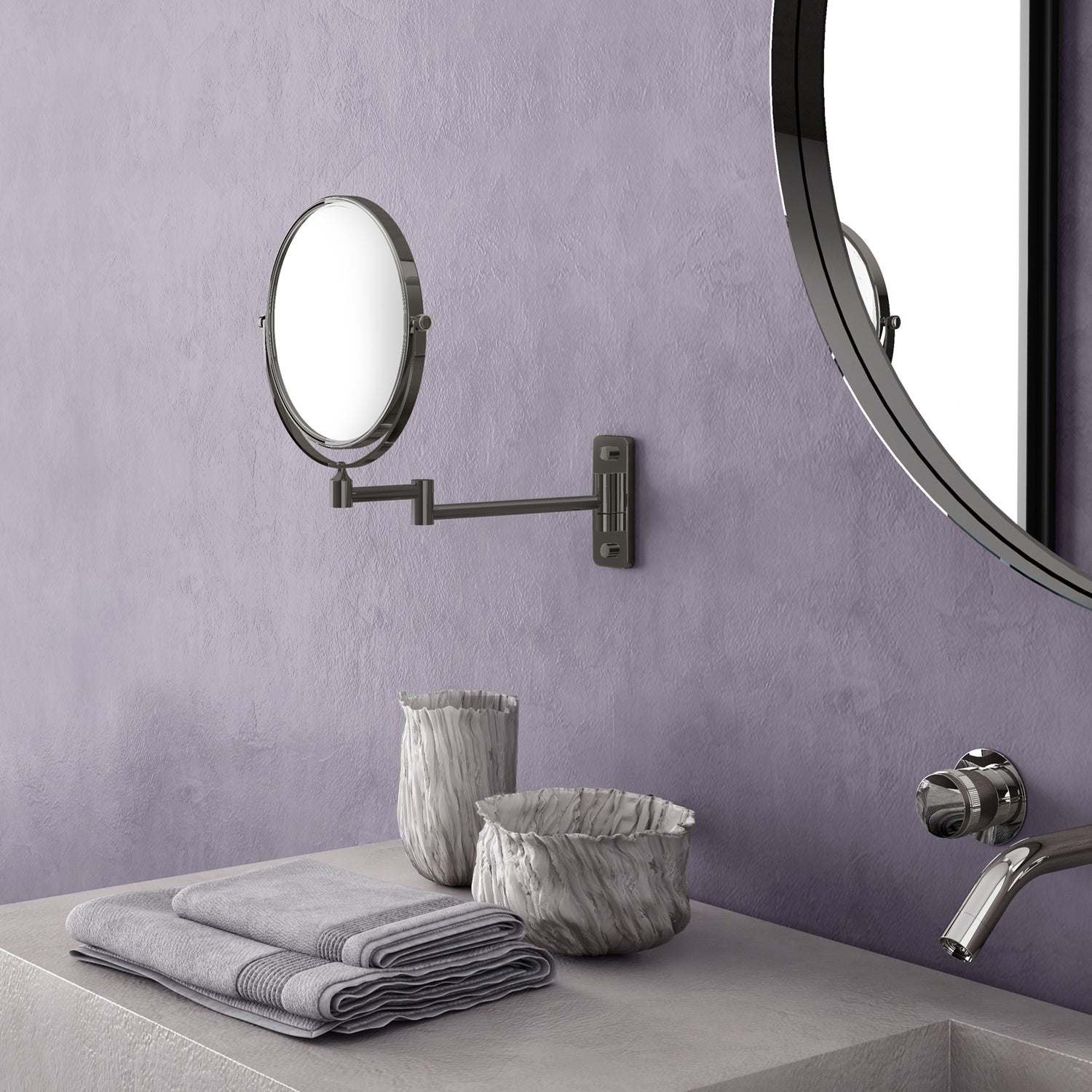 CO2024-81 - Specchio  ingranditore bifacciale Gedy Modello Gaia- Finitura Gun Metal 3