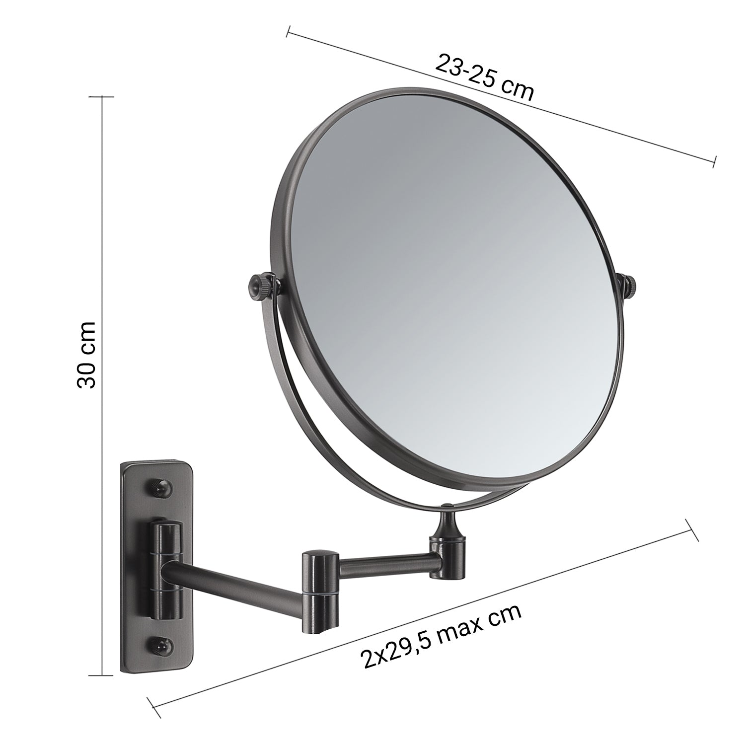 CO2024-81 - Specchio  ingranditore bifacciale Gedy Modello Gaia- Finitura Gun Metal 2