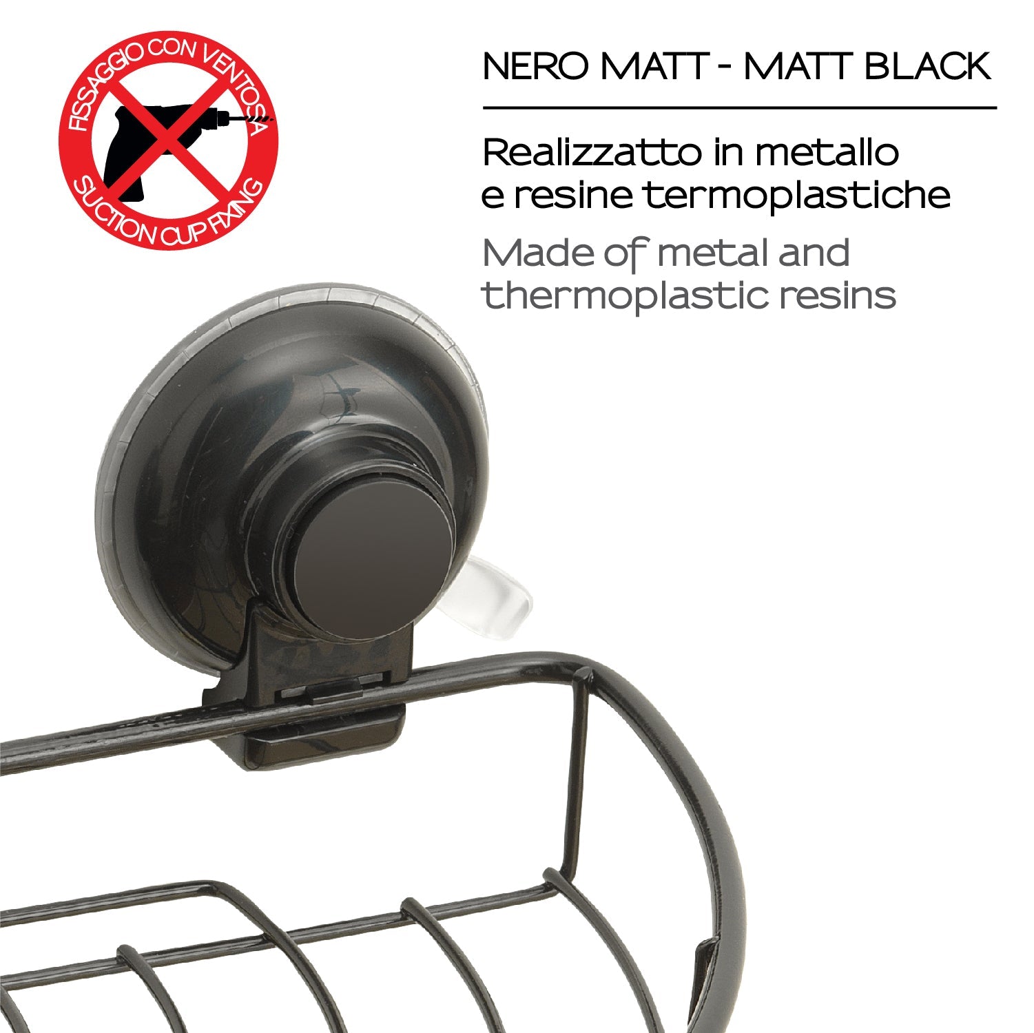  Portaoggetti rettangolare doccia in filo di Gedy serie Hot - Nero Matt by CeramicStore | Lo specialista del tuo bagno