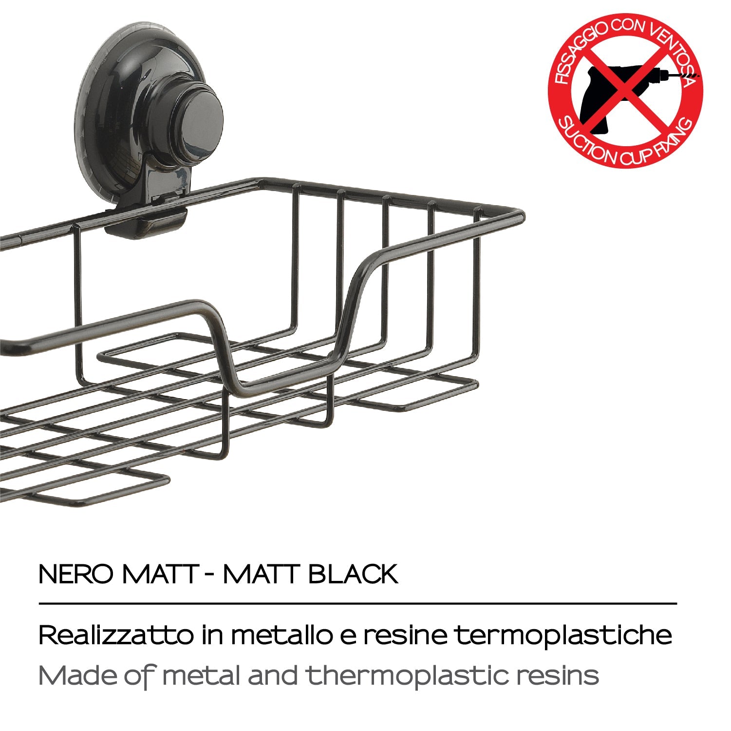  Portaoggetti rettangolare doccia in filo di Gedy serie Hot - Nero Matt by CeramicStore | Lo specialista del tuo bagno