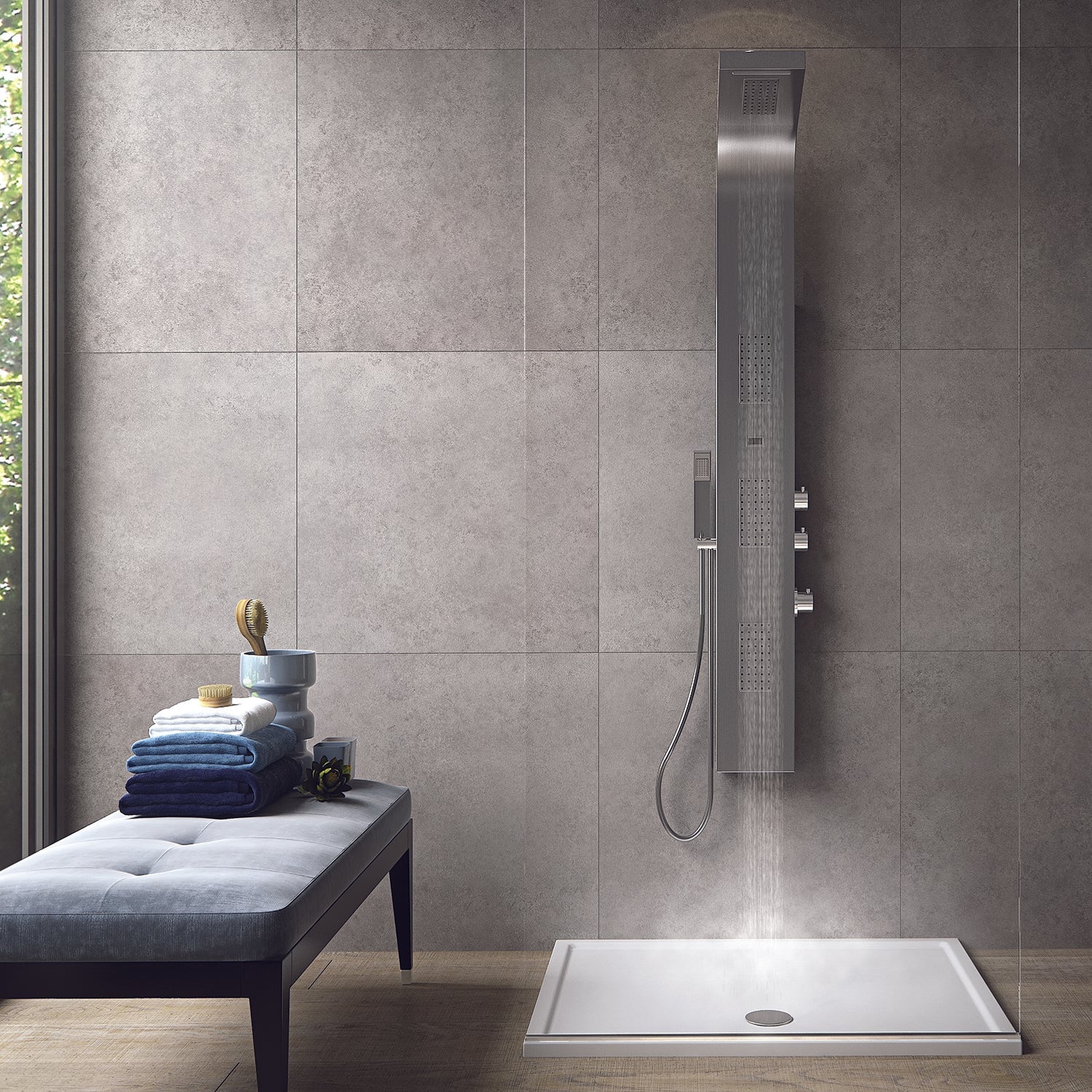  Pannello doccia multifunzione con miscelatore termostatico da cm 167 modello SPA 02 finitura inox - Spazzolato by CeramicStore | Lo specialista del tuo bagno