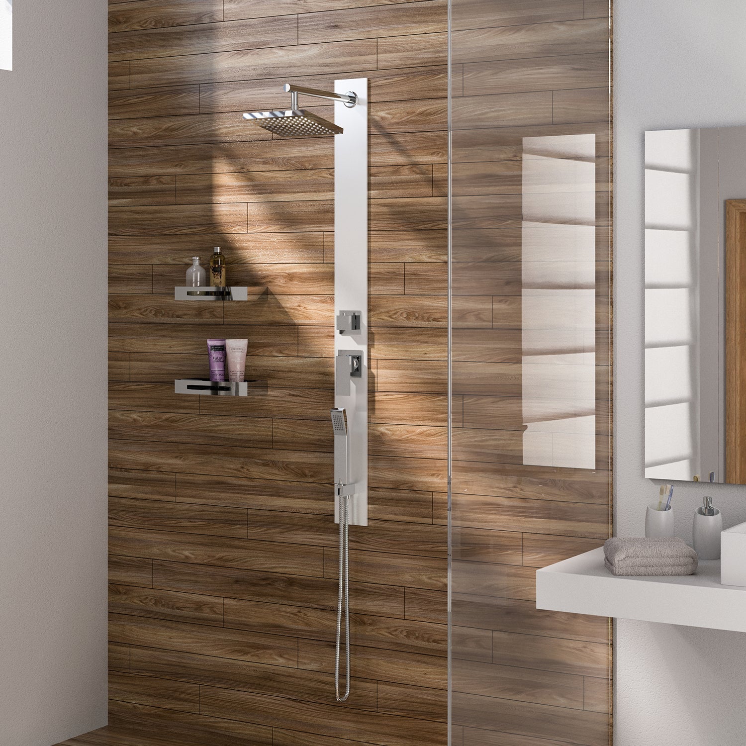 Pannello doccia completo in vetro temperato modello Style 00 di Gedy - Bianco by CeramicStore | Lo specialista del tuo bagno