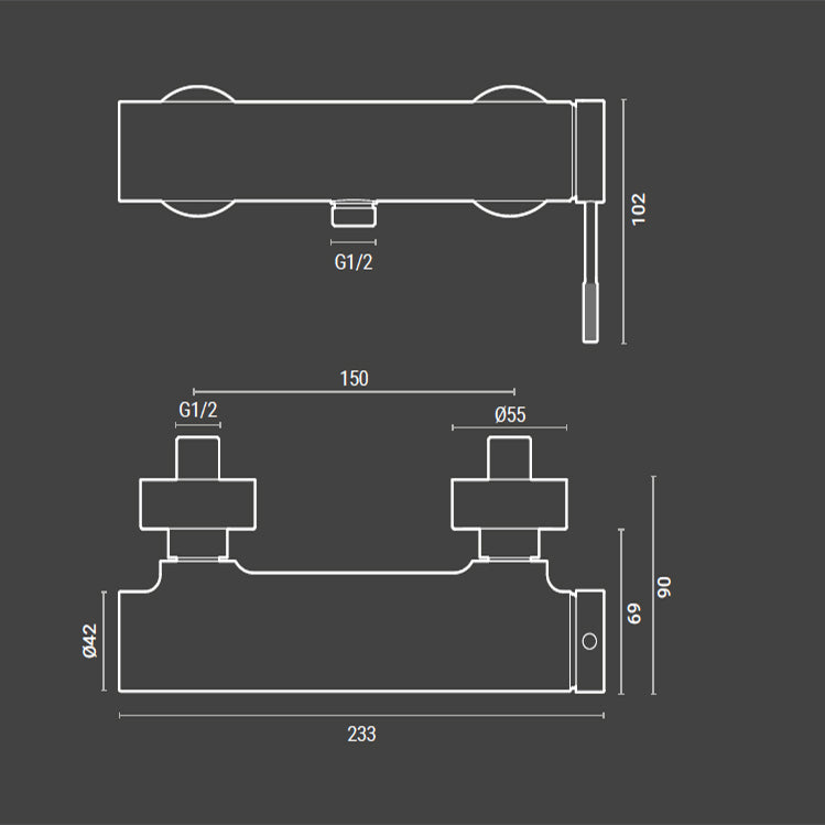 Miscelatore doccia esterno RubiFlux York in ottone cromato lucido 2