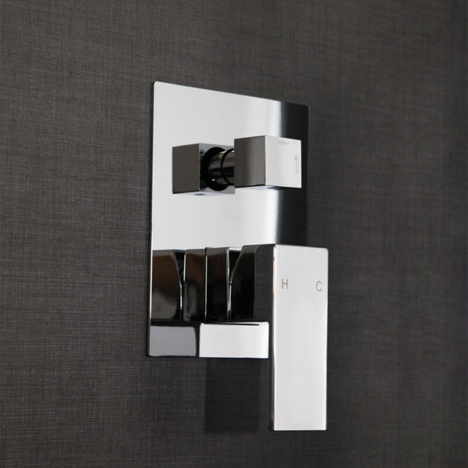 Miscelatore a incasso quadro per doccia con deviatore 2 vie RubiFlux Square Mud - Grigio Fango