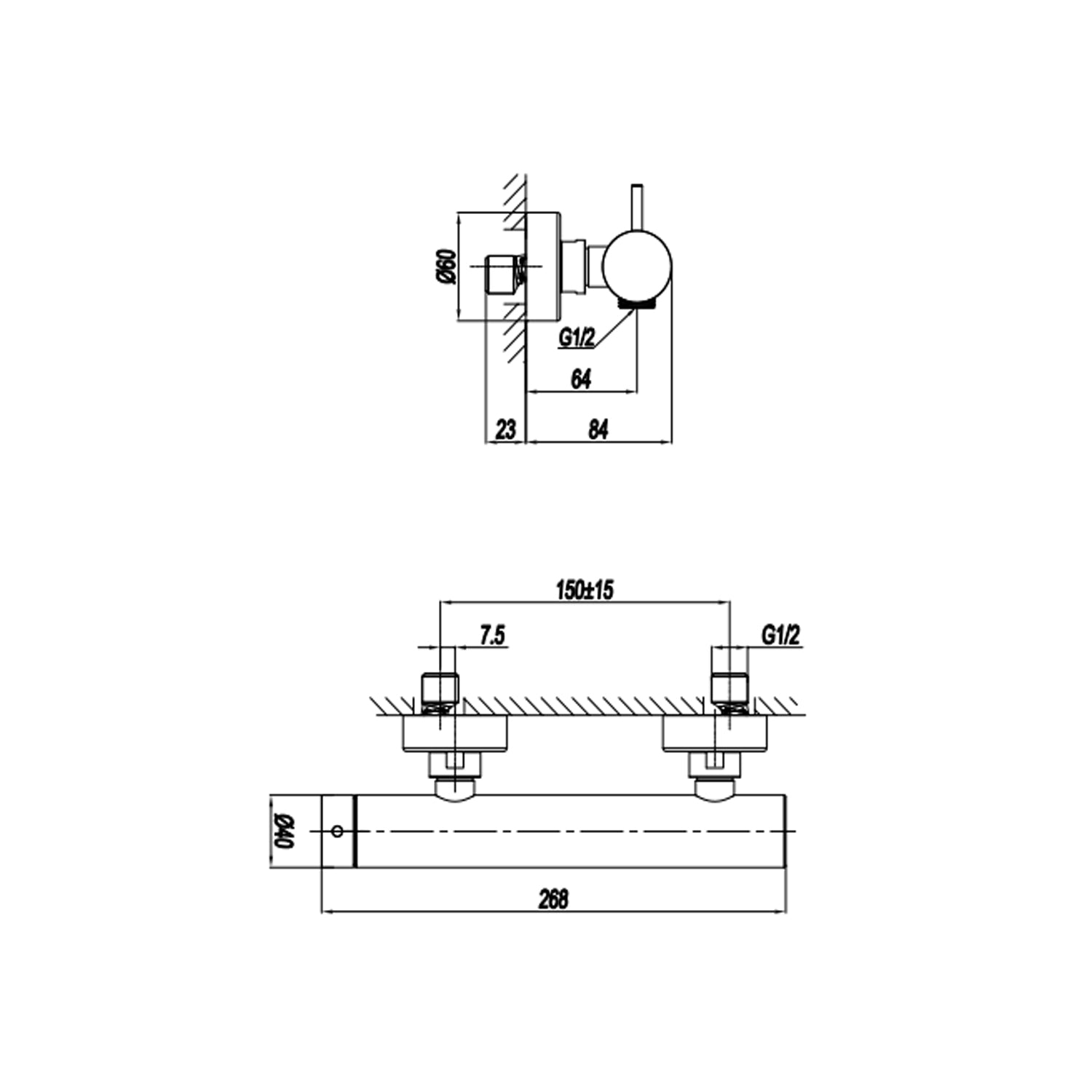 Miscelatore monocomando esterno per doccia RubiFlux serie Aria - Acciaio Satinato 2