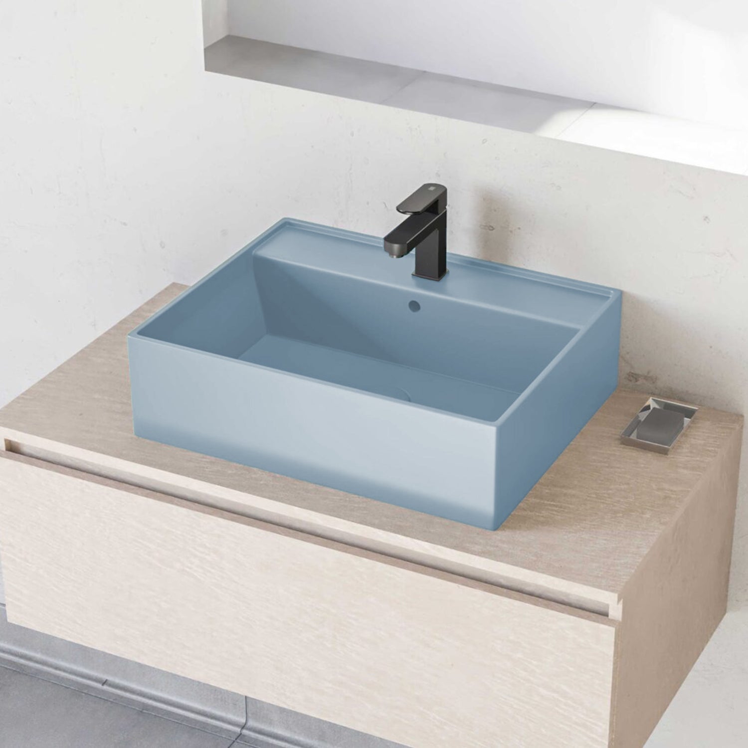 Lavabo d'appoggio rettangolare BathCore serie Viva 58x41 cm - Celeste
