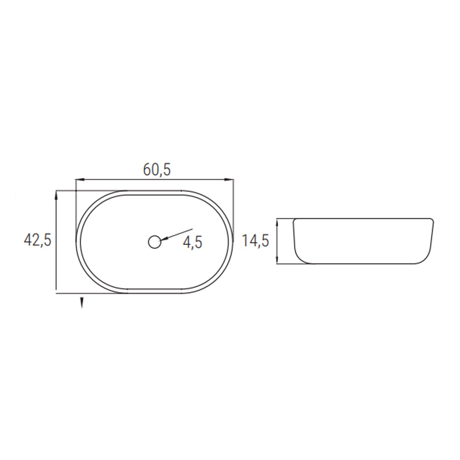 Lavabo d'appoggio ovale BathCore serie Viva 60,5x42,5 cm - Celeste 2