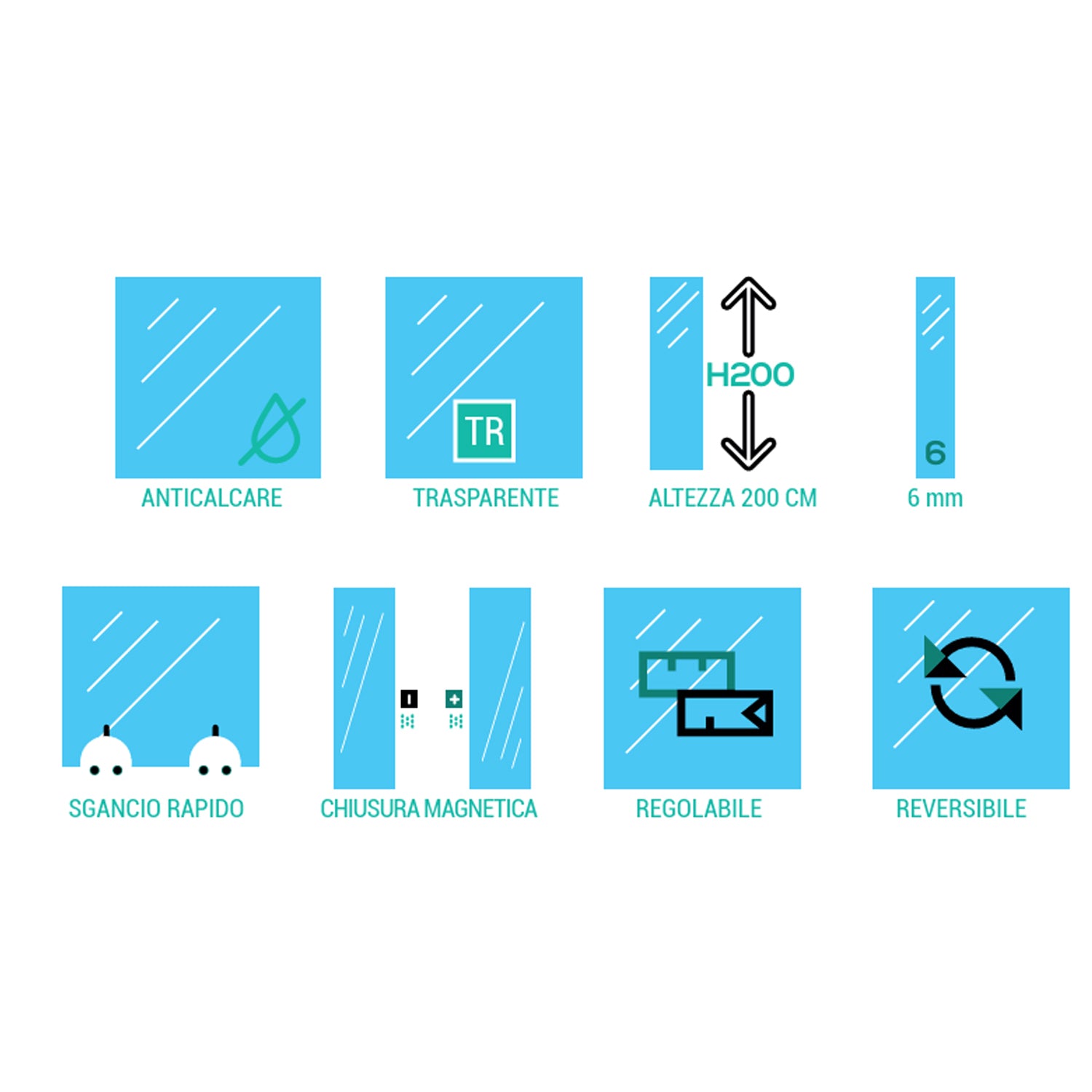 Box doccia angolare scorrevole in cristallo trasparente 70x70 cm DocciaGo serie Eos 6mm - Nero Opaco 2