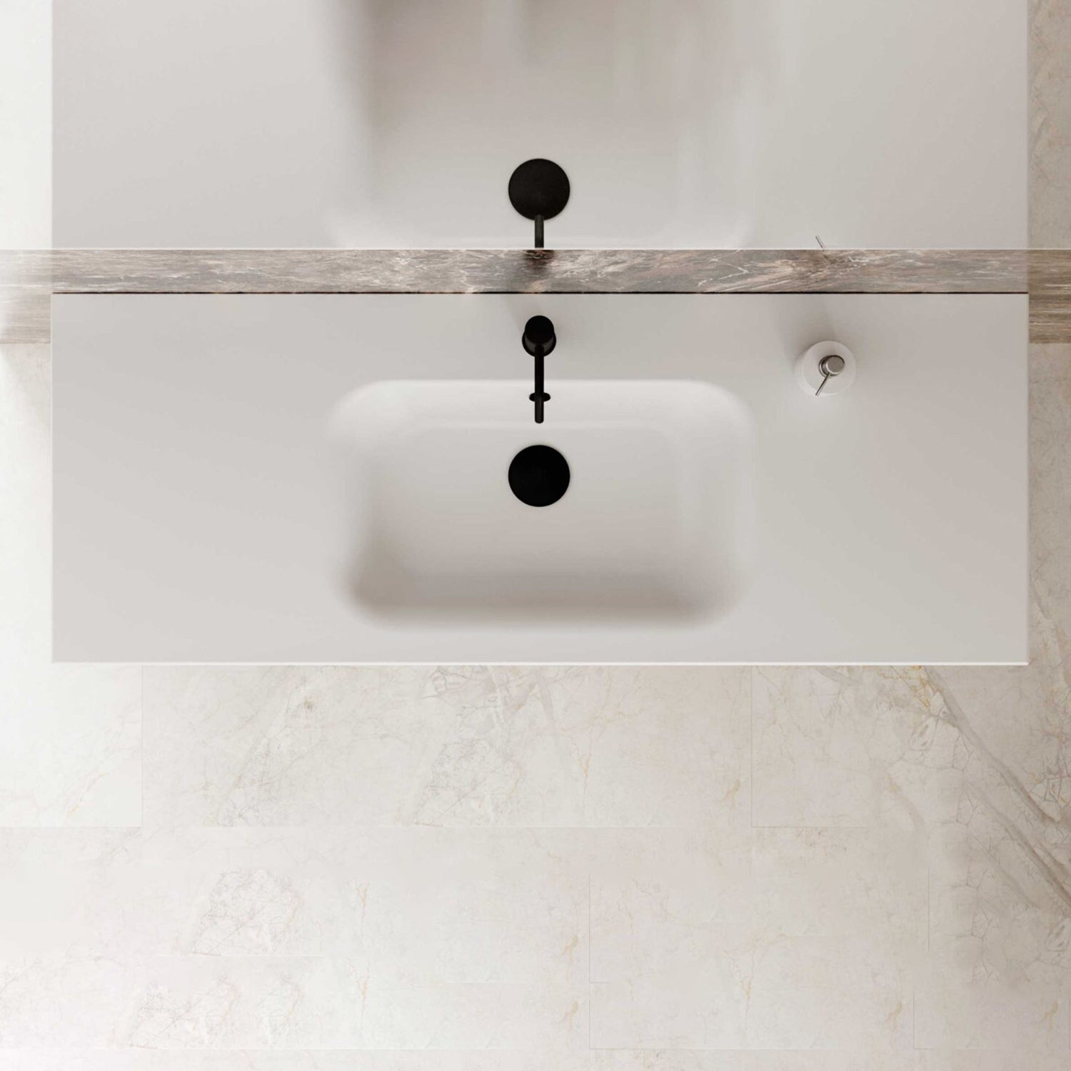 Lavabo sospeso rettangolare BathCore 101x46 cm - Bianco opaco 3