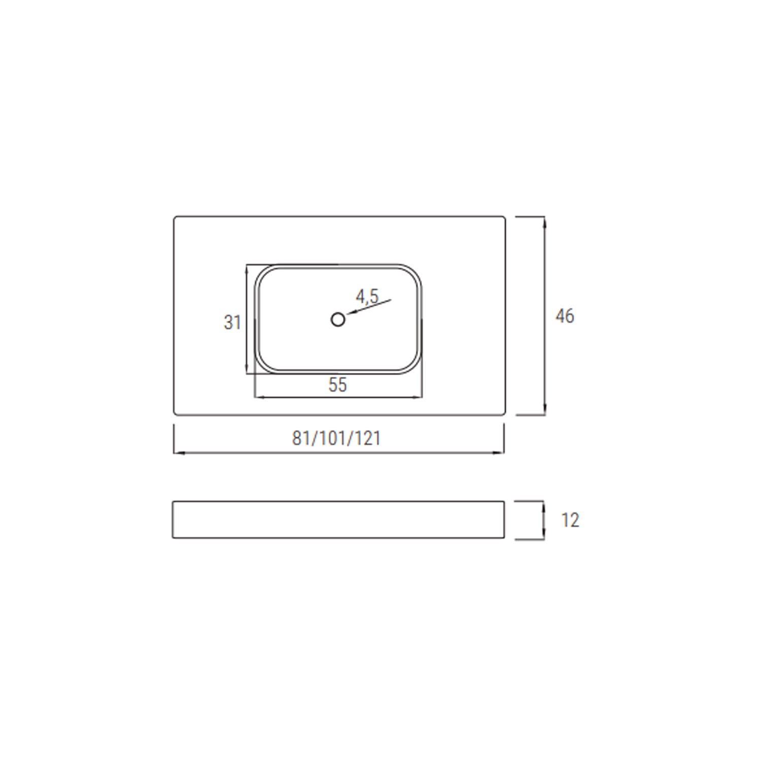 Lavabo sospeso rettangolare BathCore 121x46 cm - Bianco opaco 2