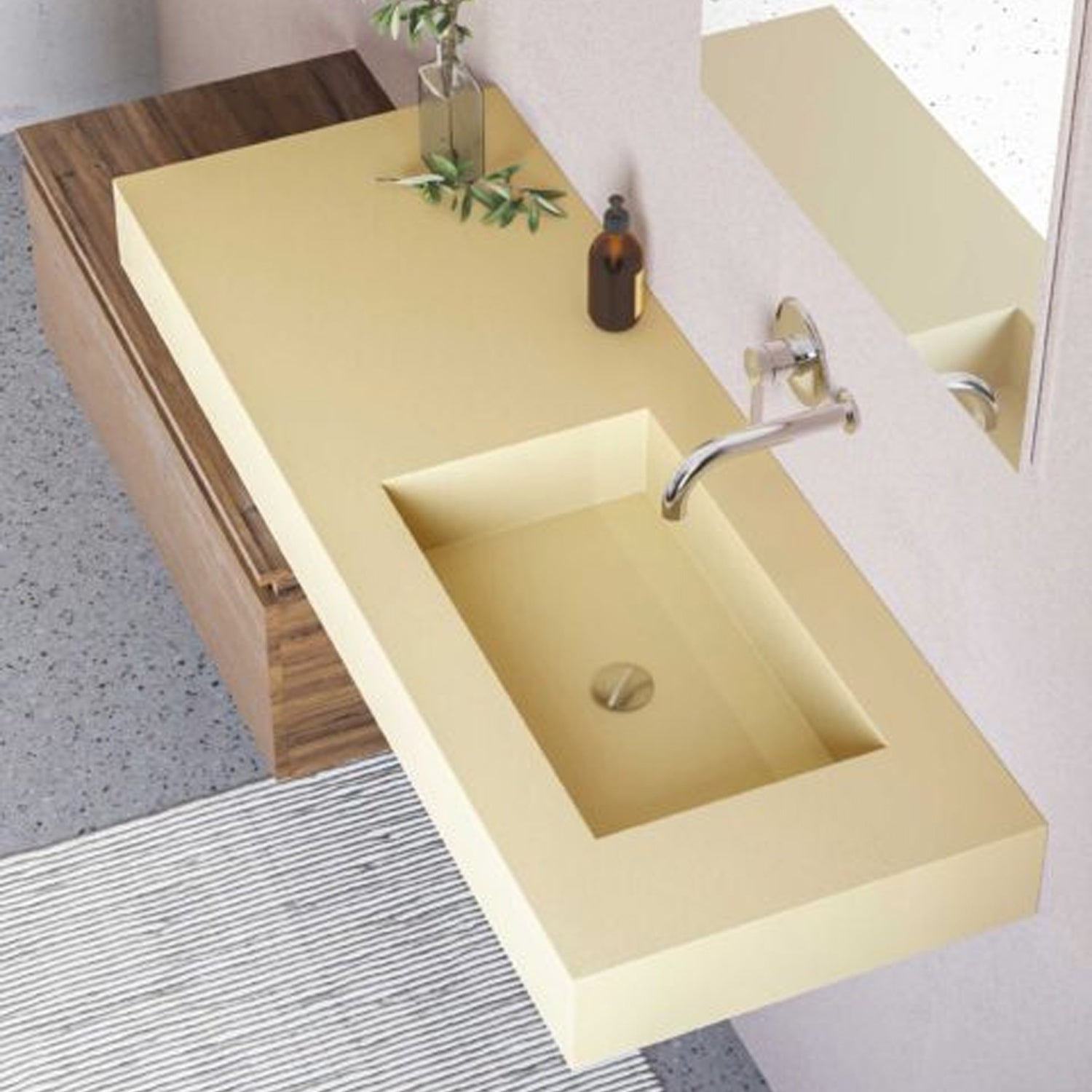 Lavabo a muro 120x51,5 cm con vasca a destra BathCore - Sabbia 3