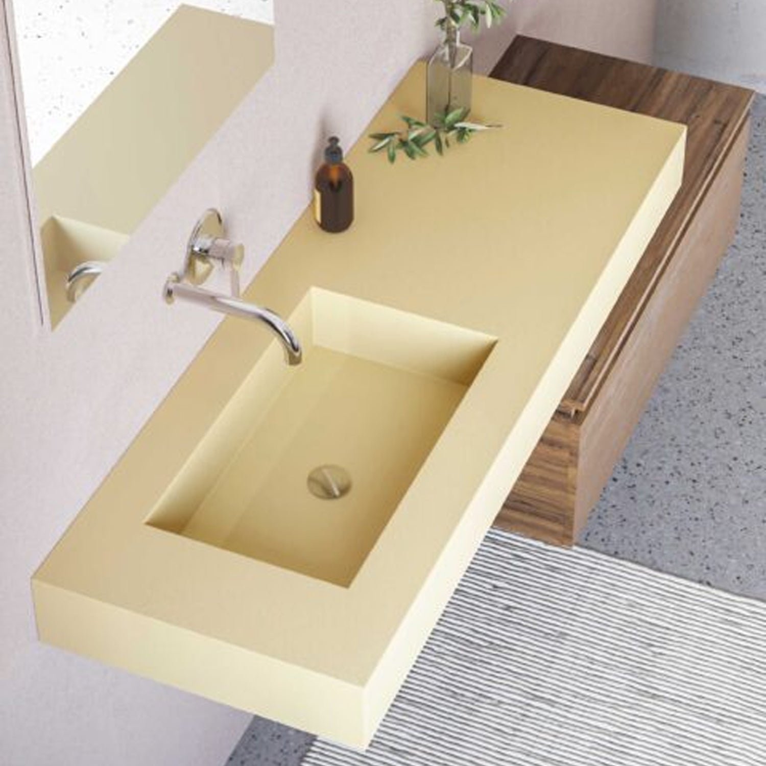 Lavabo a muro 140x51,5 cm con vasca a sinistra BathCore - Sabbia 3