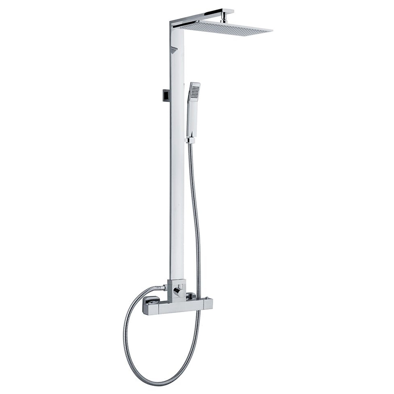 Colonna doccia rettangolare in ottone con soffione