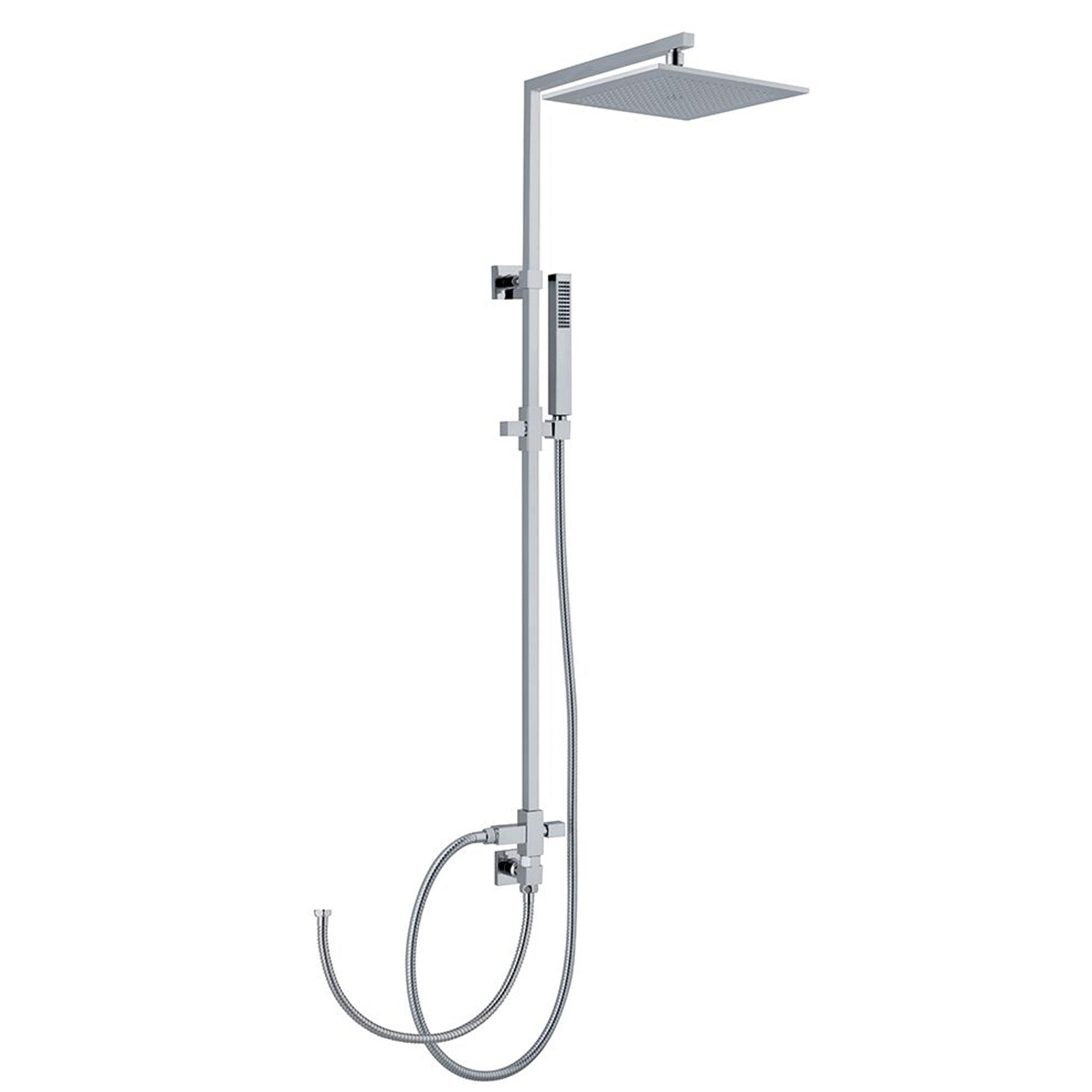 Colonna doccia quadra in ottone con soffione