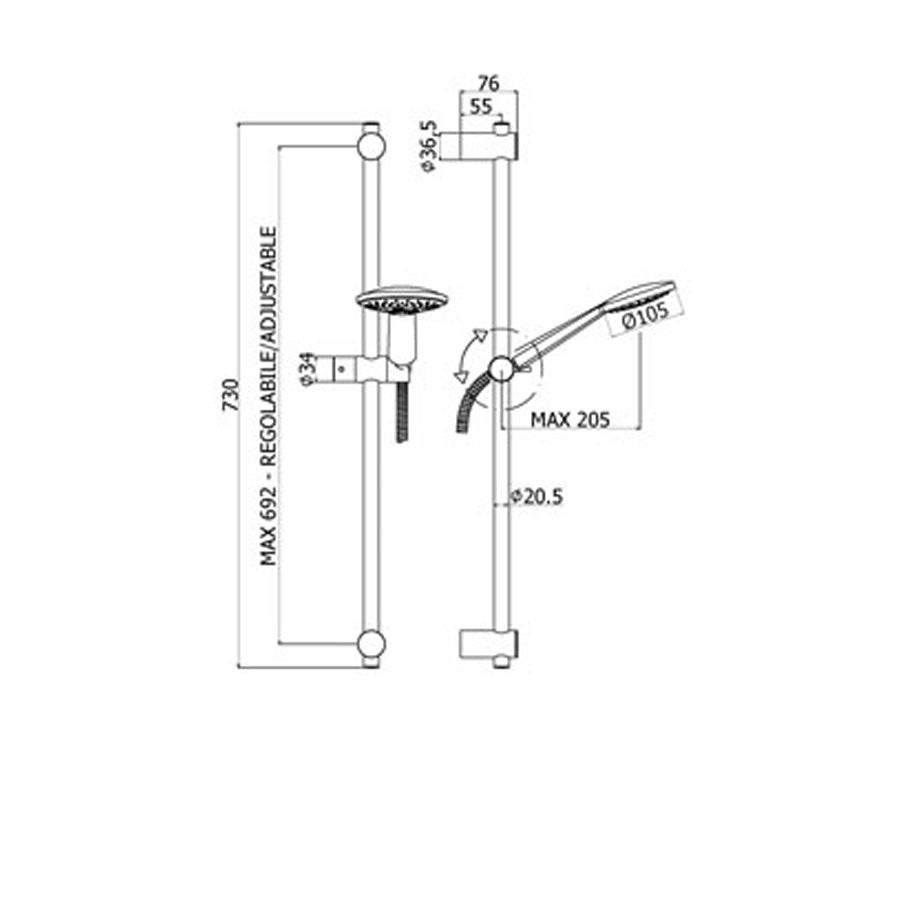  Saliscendi doccia Paffoni ZSAL195 Giada con doccia tonda e asta in metallo by CeramicStore | Lo specialista del tuo bagno