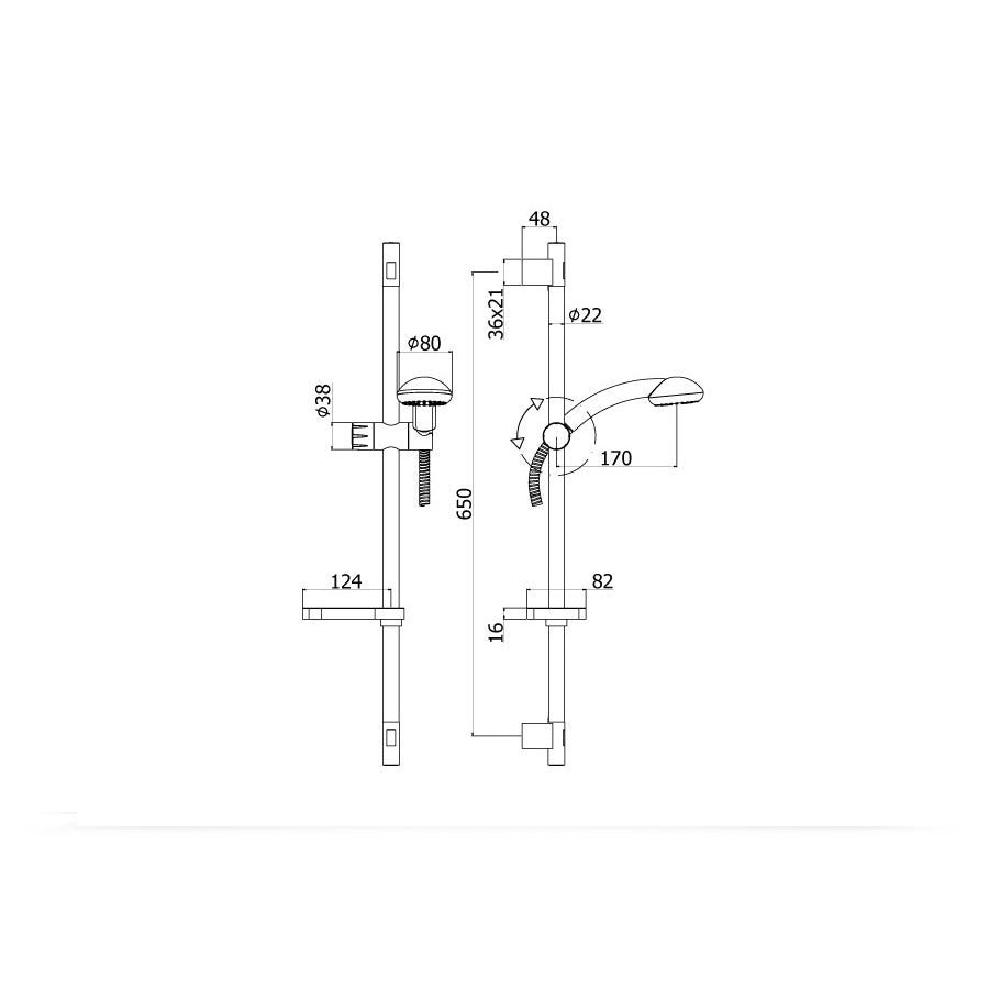  Saliscendi doccia Paffoni con asta in metallo modello Trieste con doccetta monogetto by CeramicStore | Lo specialista del tuo bagno