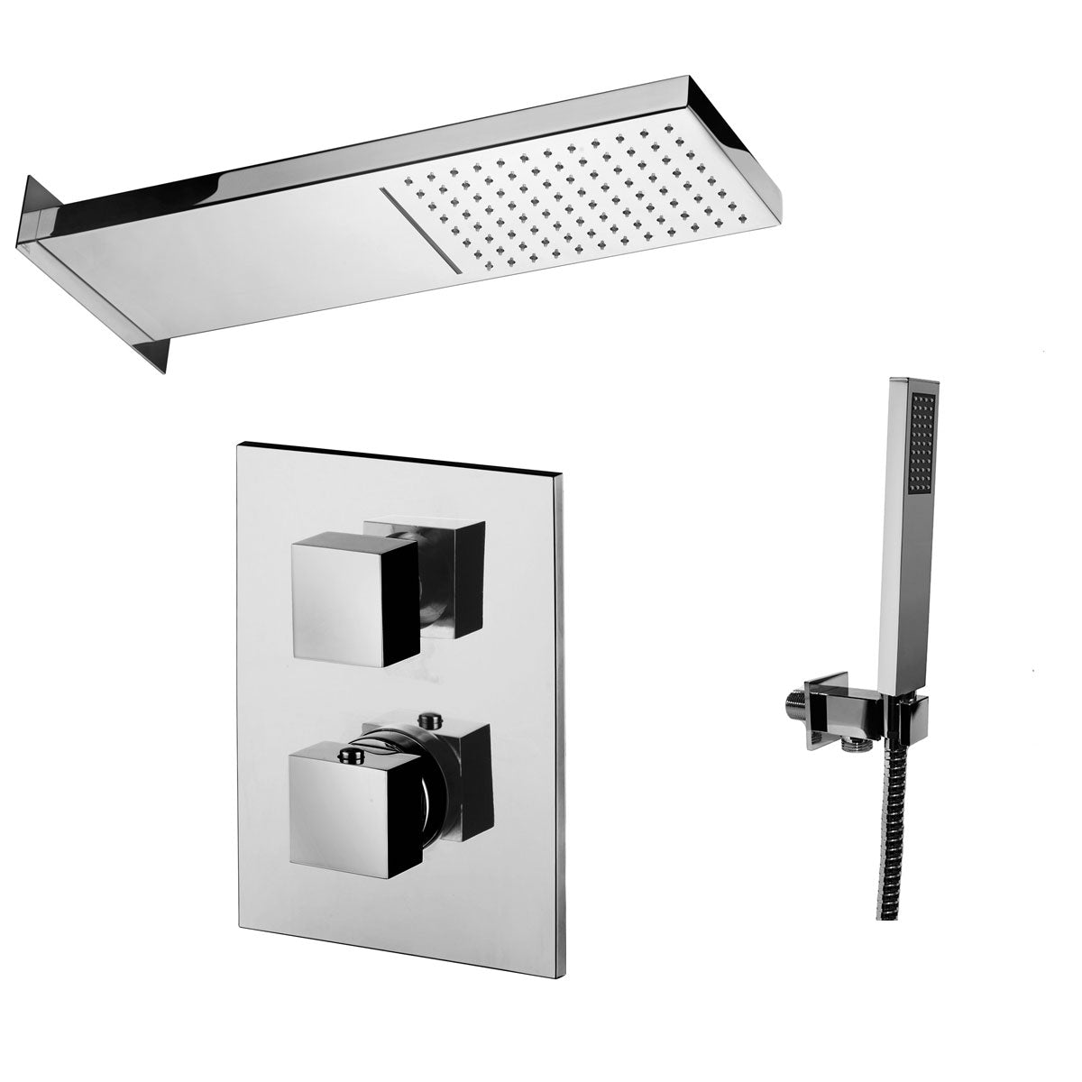 Set doccia Paffoni con comodo soffione rettangolare a cascata by CeramicStore | Lo specialista del tuo bagno