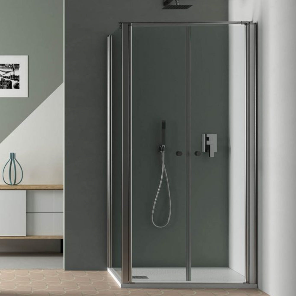 Box Doccia Angolare 120x70 con porta apertura saloon e parete fissa in cristallo trasparente 6 mm by CeramicStore | Lo specialista del tuo bagno