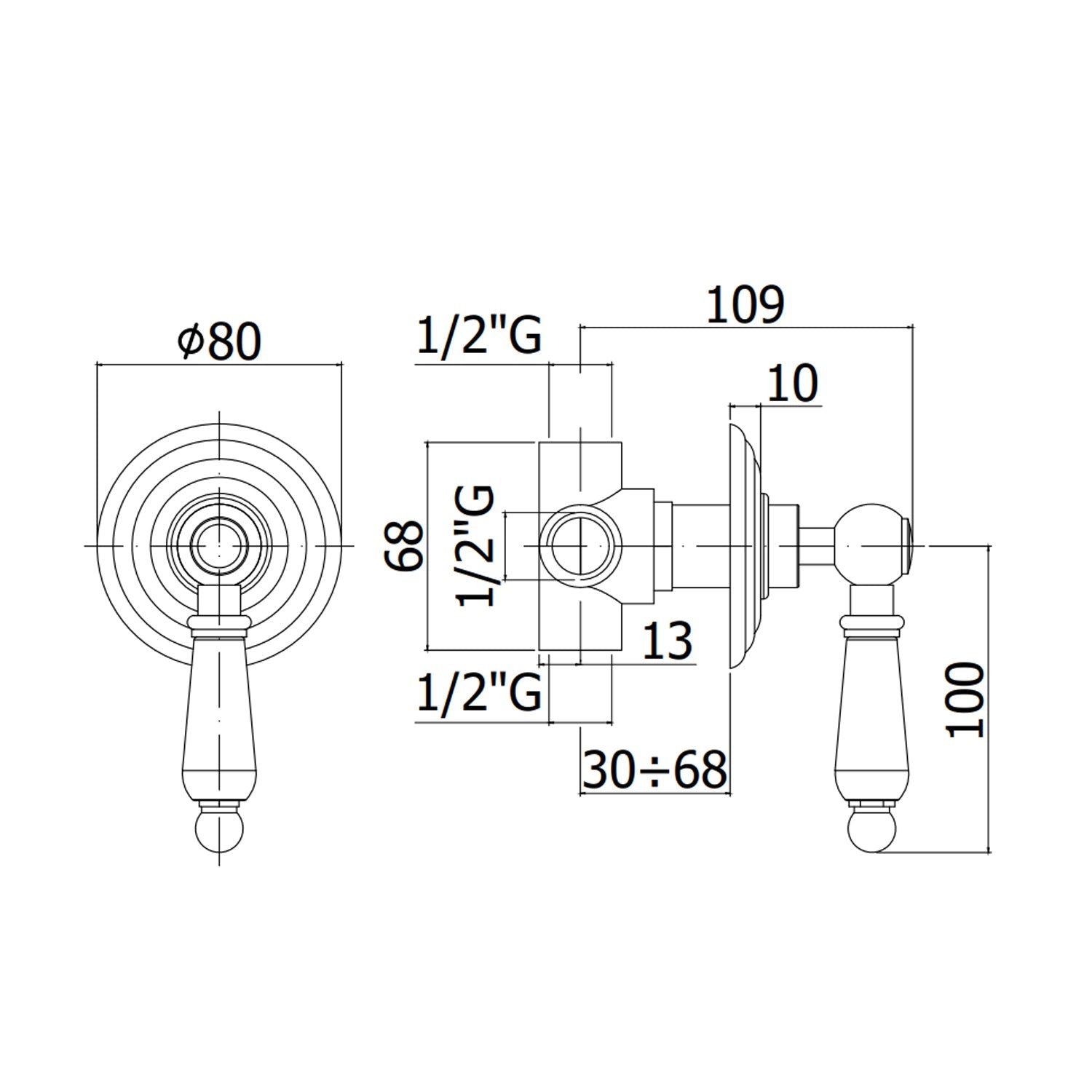  Deviatore incasso per doccia retrà² con piastra in metallo cromato e maniglia ABS bianco modello Belinda- Paffoni by CeramicStore | Lo specialista del tuo bagno