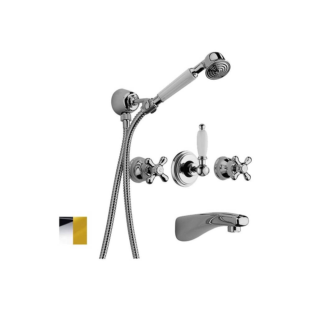 Gruppo incasso vasca/doccia con doccetta serie IRIS modello IRV001CO cromato oro Paffoni by CeramicStore | Lo specialista del tuo bagno