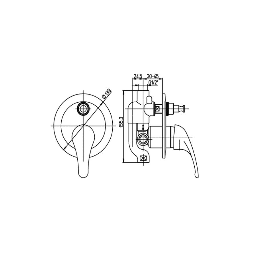  Miscelatore Monocomando per Doccia Incasso con Deviatore Derby con cartuccia ceramica by Argo Rubinetterie by CeramicStore | Lo specialista del tuo bagno