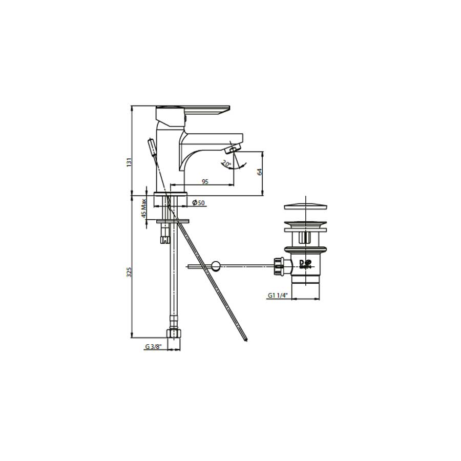  Miscelatore Monocomando per lavabo PIN con scarico e cartuccia a dischi ceramici by Argo Rubinetterie by CeramicStore | Lo specialista del tuo bagno