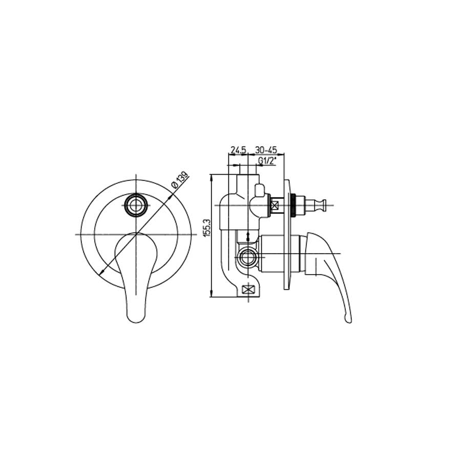  Miscelatore Monocomando per Doccia incasso con Deviatore PIN con scarico e cartuccia a dischi ceramici by Argo Rubinetterie by CeramicStore | Lo specialista del tuo bagno