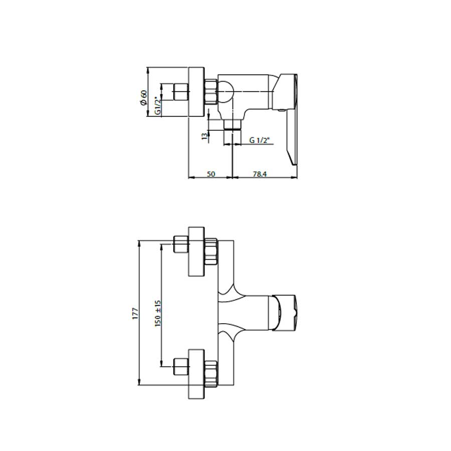  Miscelatore monocomando per Doccia Esterno PIN con scarico e cartuccia a dischi ceramici by Argo Rubinetterie by CeramicStore | Lo specialista del tuo bagno
