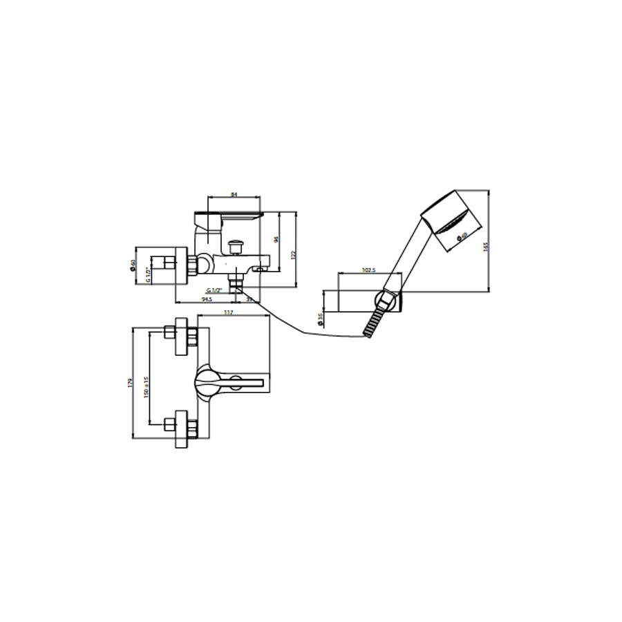  Miscelatore Monocomando per Vasca con Doccino PIN con cartuccia a dischi ceramici by Argo Rubinetterie by CeramicStore | Lo specialista del tuo bagno