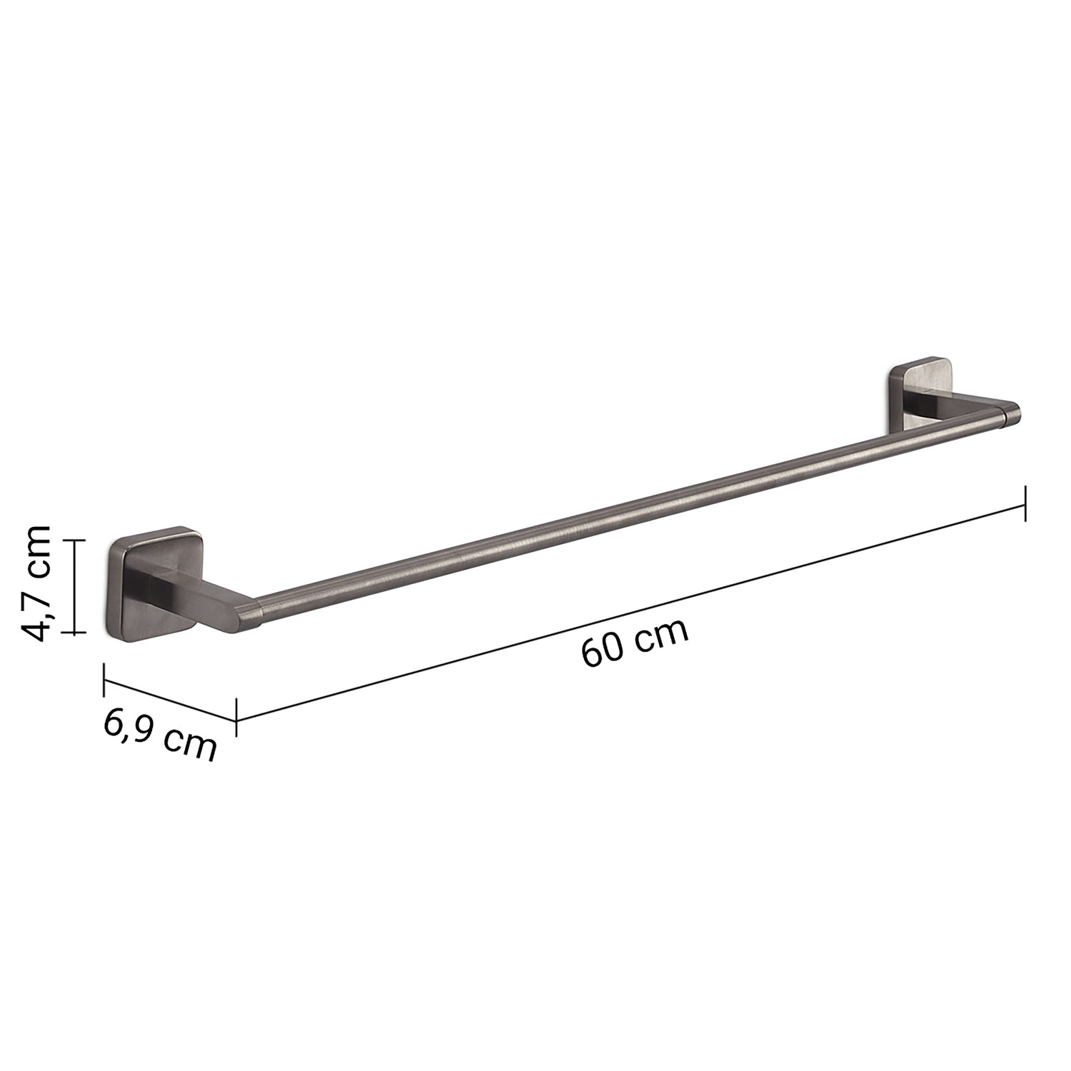 TO21-60-81 - Portasalviette 60 cm Gedy collezione Tonga Dimensioni 60x6.9xH4.7 cm - Finitura Gun Metal 2