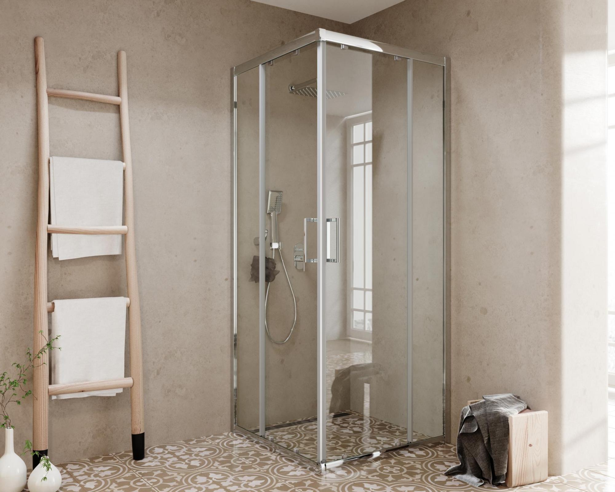 Box doccia modello Camille 70x70 cm in vetro trasparente e porte scorrevoli by CeramicStore | Lo specialista del tuo bagno