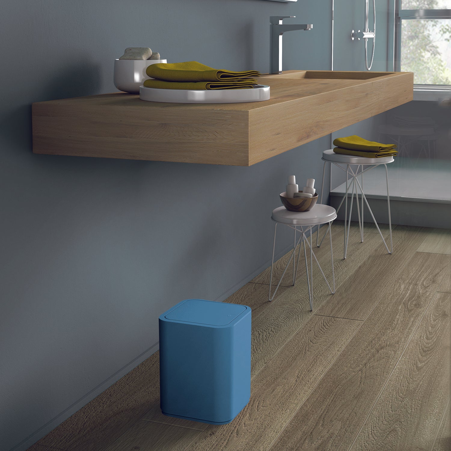 6309-86 - Cestino gettacarte Capienza 8 lt da appoggio Gedy linea Seventy - Finitura Celeste 4