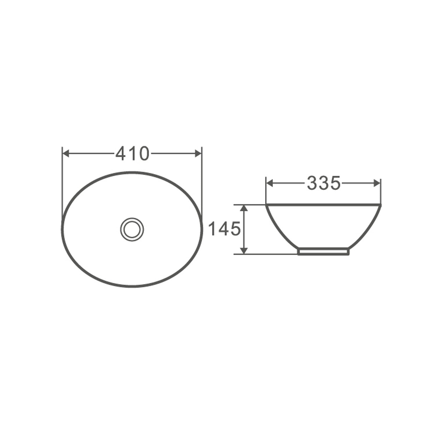 Lavabo ovale d'appoggio bianco opaco 41x33.5x14.5 in ceramica linea Luma di BathCore 4