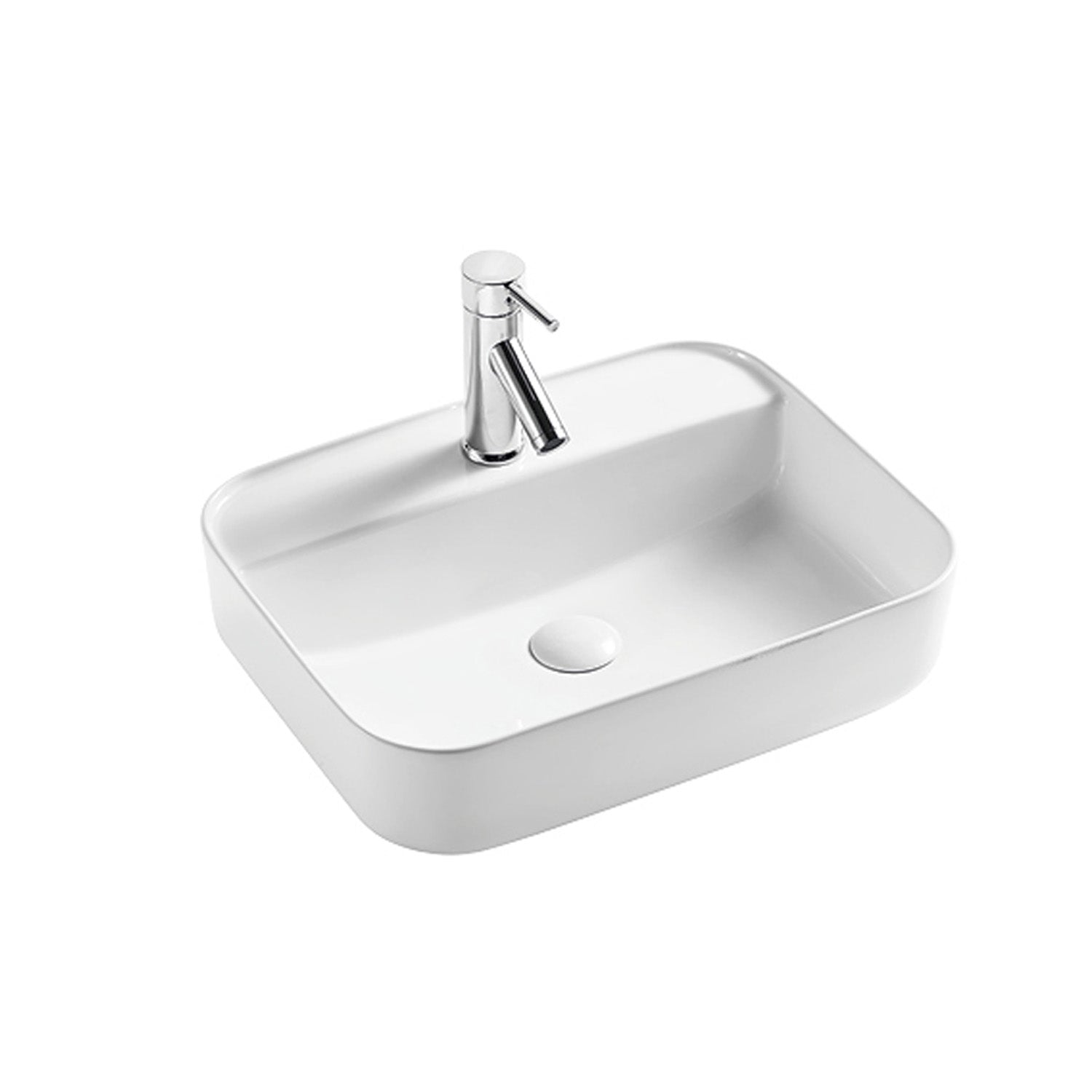 Lavabo monoforo d'appoggio bianco opaco 50x40x13.5 in ceramica BathCore linea Luma 3