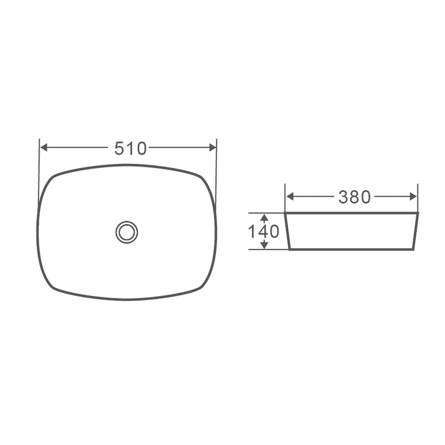 Lavabo  d'appoggio bianco opaco 51x38x14 in ceramica BathCore linea Luma 2